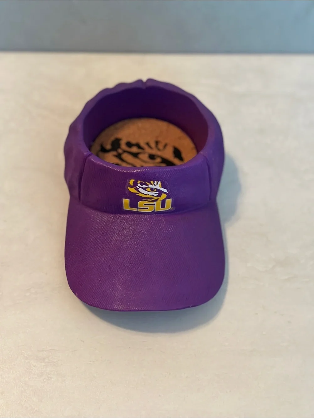 LSU Tigers Cap Coaster Holder With Cork Coaster - Excellent